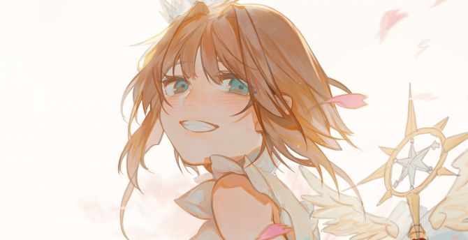 Anime girl, sakura kinomoto, smile wallpaper