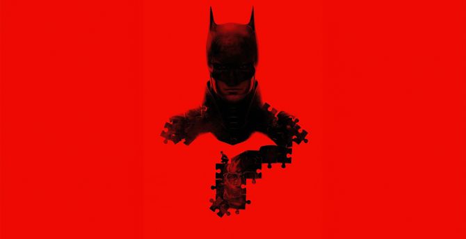 The Batman, red poster, question mark wallpaper