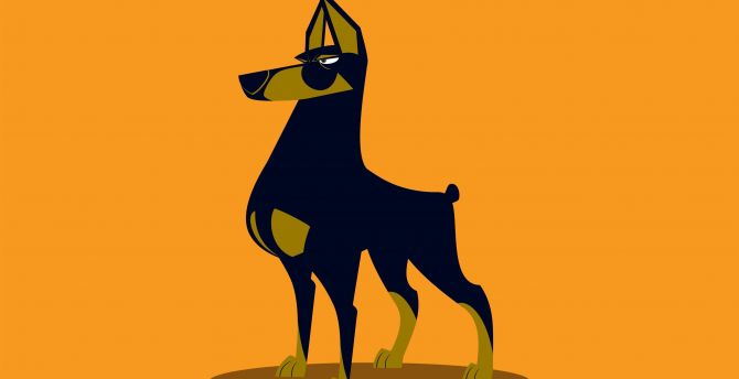Dog, dobermann, digital art wallpaper