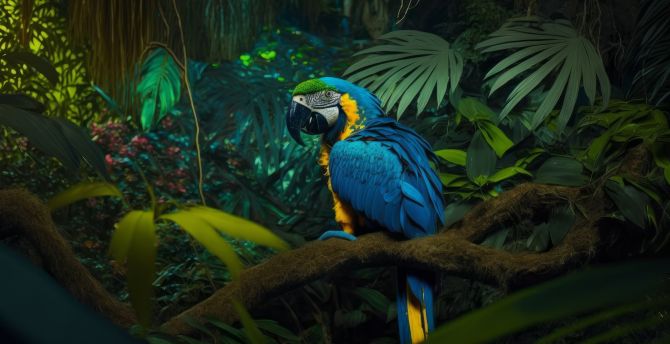 Colorful bird, macaw parrot, art wallpaper