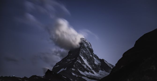 Matterhorn, mountain, cloud at peak wallpaper