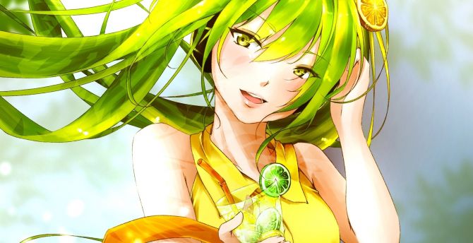 Cute, Hatsune Miku, green hair wallpaper