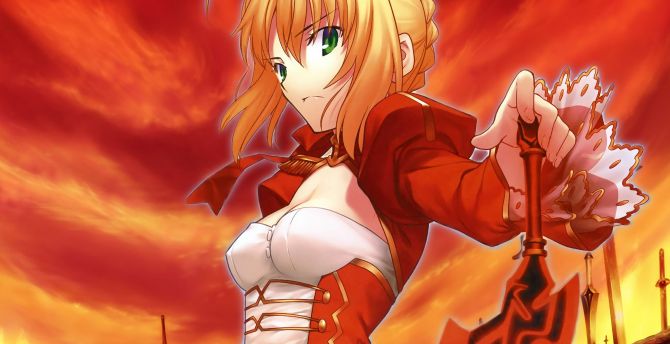 Anime girl, fate series, saber, Fate/Extra Last Encore wallpaper