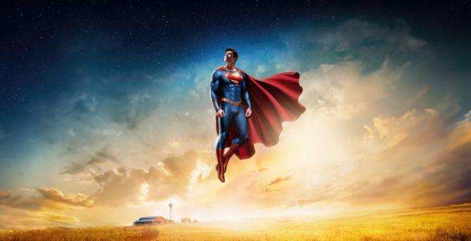 Superman's legacy, flight over the farm, fan art wallpaper
