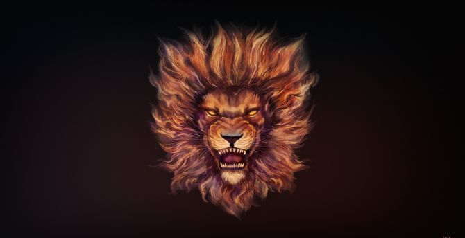 Lion's roar, fantasy, muzzle, art wallpaper
