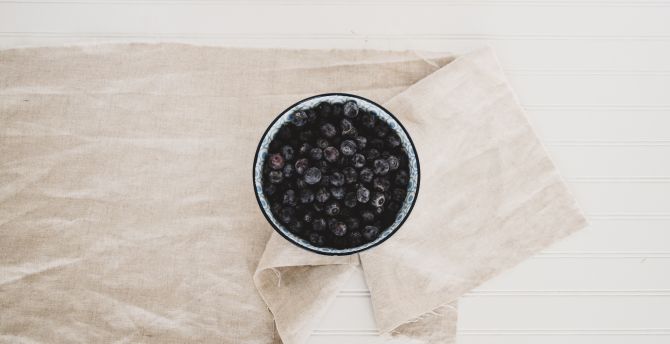 Blueberry, bowl, fruits, minimal wallpaper