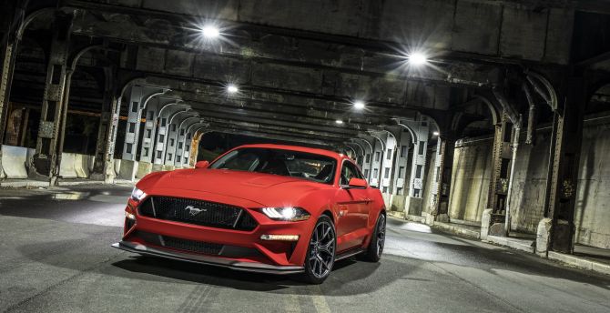 2018 Ford Mustang GT Performance Package Level 2, red muscle car wallpaper