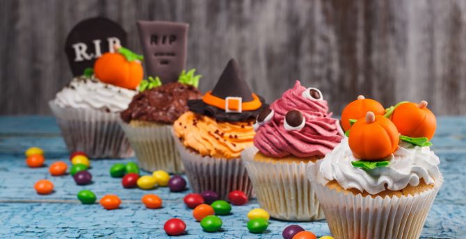 Halloween, cake, cupcakes, dessert wallpaper