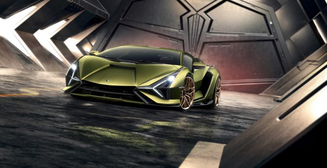 Greenish Lamborghini Sian, sportcar, 2019 wallpaper