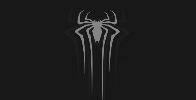 Logo, gray, spider-man, minimal, dark wallpaper