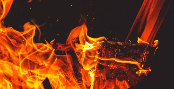 Bonfire, dark, fire, flames wallpaper