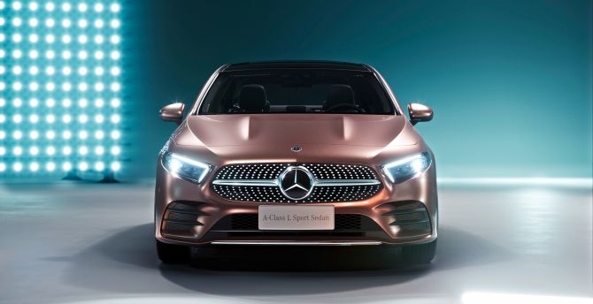 2018 Mercedes-Benz A200 L Sport Sedan, Golden car, front wallpaper