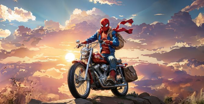 Bike Ride, spider-man, adventure on Bike wallpaper