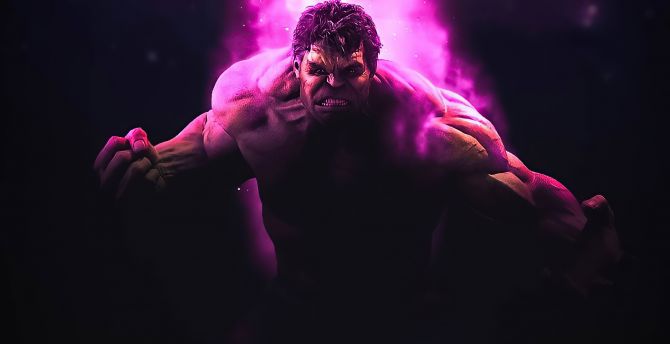 Hulk angry, pinkish art wallpaper