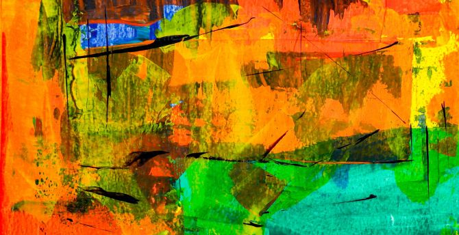 Abstract, colorful, orange-green theme, painting wallpaper