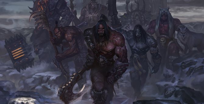 World of Warcraft, orks, warrior, art wallpaper
