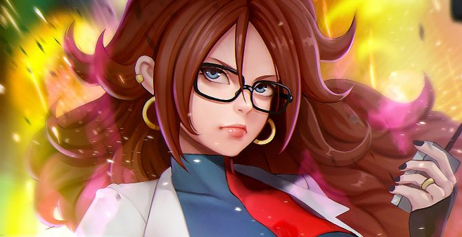 Hot, Dragon ball fighterz, Android 21, glasses wallpaper