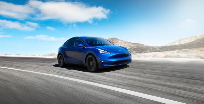 Tesla Model Y, blue compact SUV, 2019 wallpaper