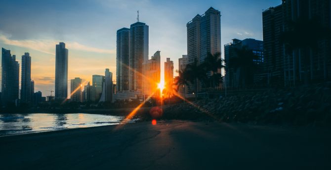 Panama city, buildings, sunlight wallpaper