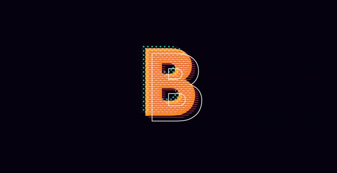 B alphabet, typography, dark wallpaper