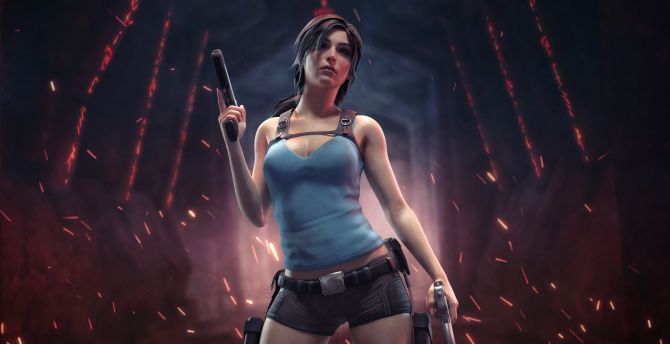 Lara Croft, Tomb Raider portrait, 2020, game shot wallpaper