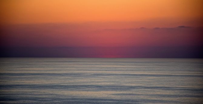 Sea, calm, sunset, body of water, blur wallpaper