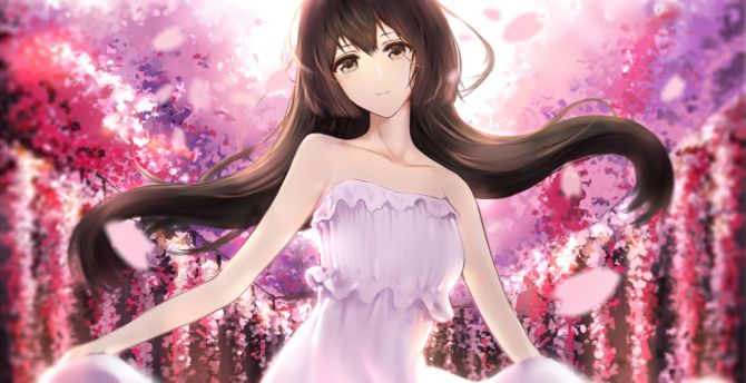 Wallpaper dance, cherry blossom, pink dress, anime girl desktop wallpaper,  hd image, picture, background, f99b00 | wallpapersmug