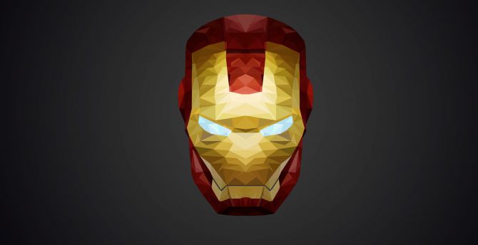 Iron man, helmet, low poly, minimal wallpaper