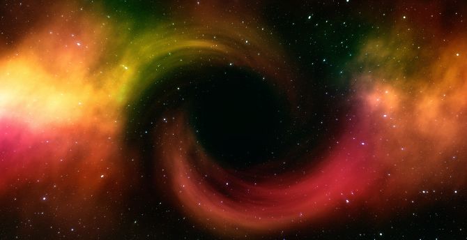 Black hole, colorful, clouds, cosmos, art wallpaper