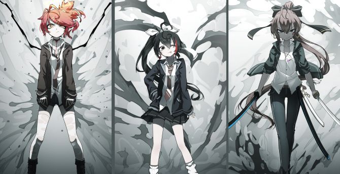 Wallpaper collage, anime girls, school uniform desktop wallpaper, hd image,  picture, background, fa5dcb | wallpapersmug