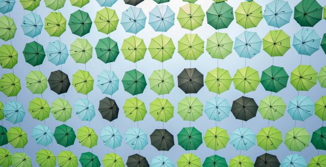 Greenish umbrella, decoration wallpaper