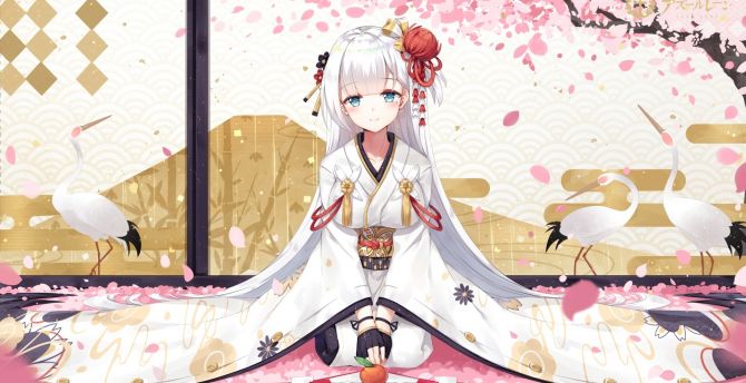 Kimono, anime girl, Japanese, traditional dress wallpaper