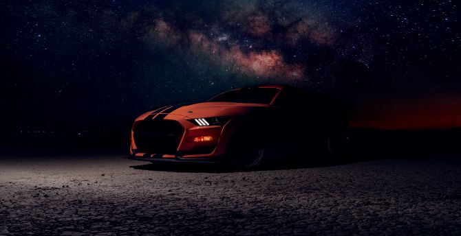 Ford Mustang, orange car, off-road 2020 wallpaper