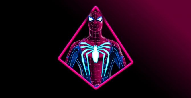 Spider-man's glowing neon art wallpaper