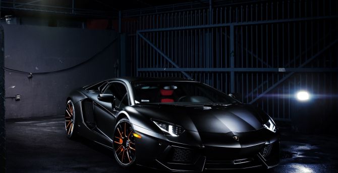 2020, black Lamborghini Aventador wallpaper