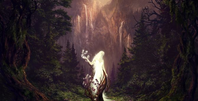 Spirit, fantasy, woman, forest wallpaper