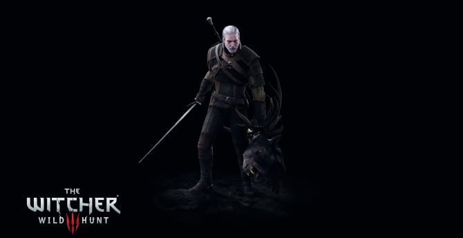 Minimal, Warrior, dark, The Witcher 3: Wild Hunt wallpaper