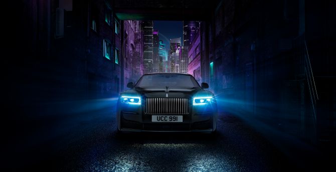 Rolls-Royce Black Badge Ghost, 2021, luxury car wallpaper