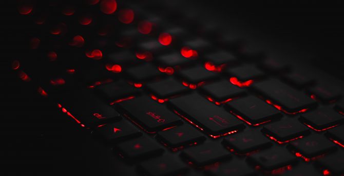 Keyboard, dark, red glow wallpaper