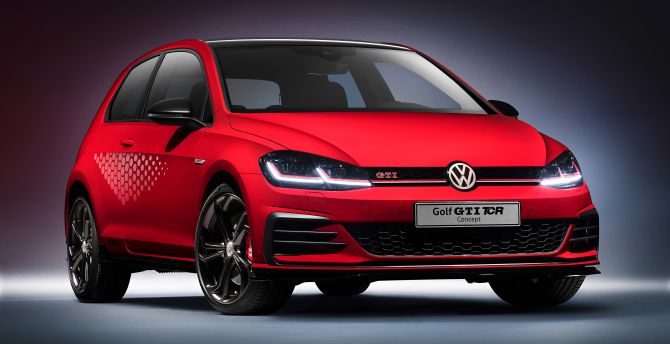 Volkswagen Golf GTI TCR Concept, red, compact car, 2018 wallpaper