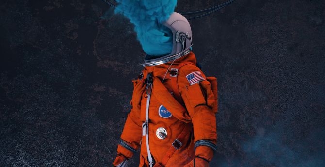 Astronaut, NASA, space suit, surreal wallpaper
