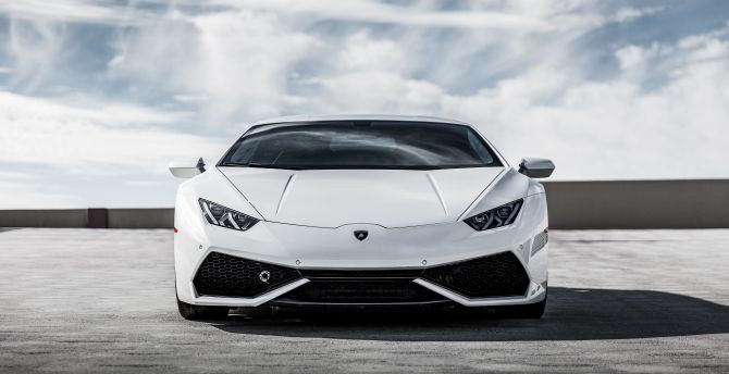 White, Lamborghini Huracan, sports car wallpaper