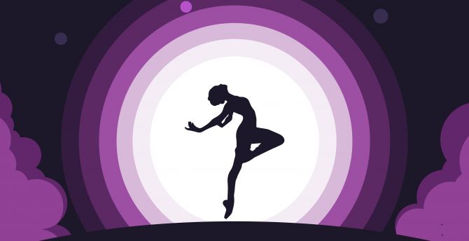 Woman, dance, moon, silhouette, digital art wallpaper