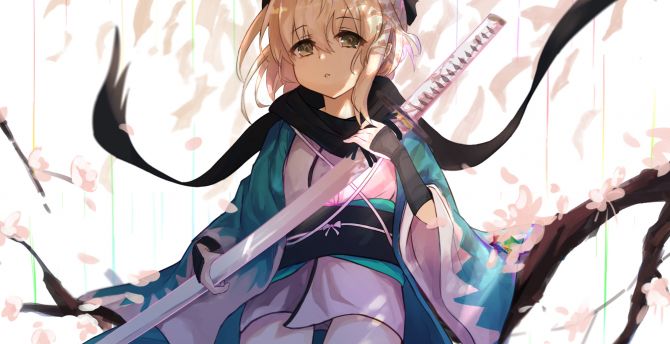 Cute, Saber, Fate/Grand Order, anime girl, katana wallpaper