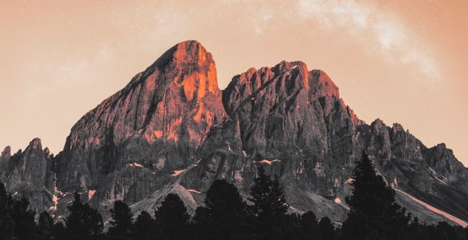 Golden shining peaks, mountains, nature wallpaper