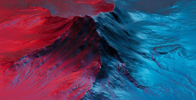 Mountain, neon, red-blue, Redmibook wallpaper