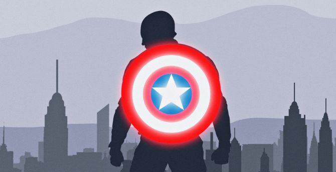 Captain america, shield, marvel, minimal wallpaper