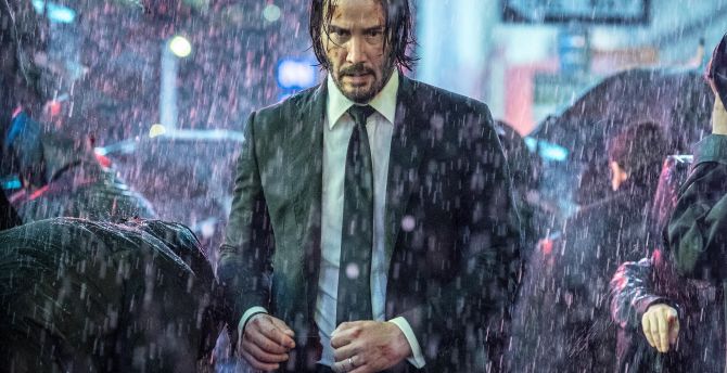 Movie 2019, John Wick 3: parabellum, Keanu Reeves in rain wallpaper