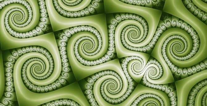 Green swirl, pattern, abstract, fractal wallpaper