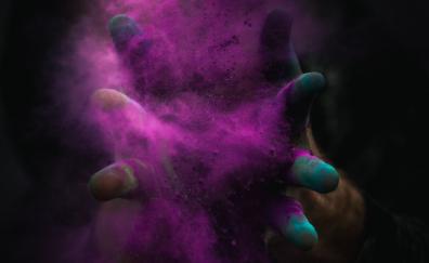Powder, color, purple, fun, hands
